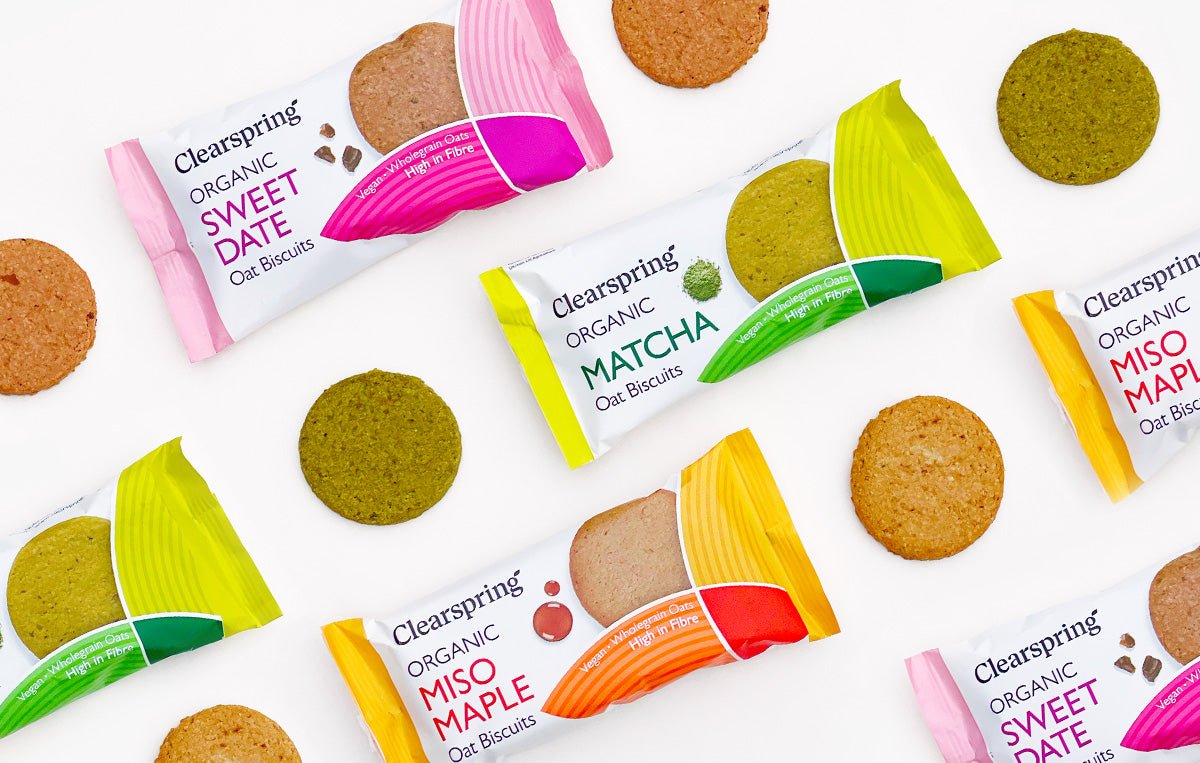 Discover Clearspring’s best loved flavours in delicious Organic Oat Biscuits - Clearspring