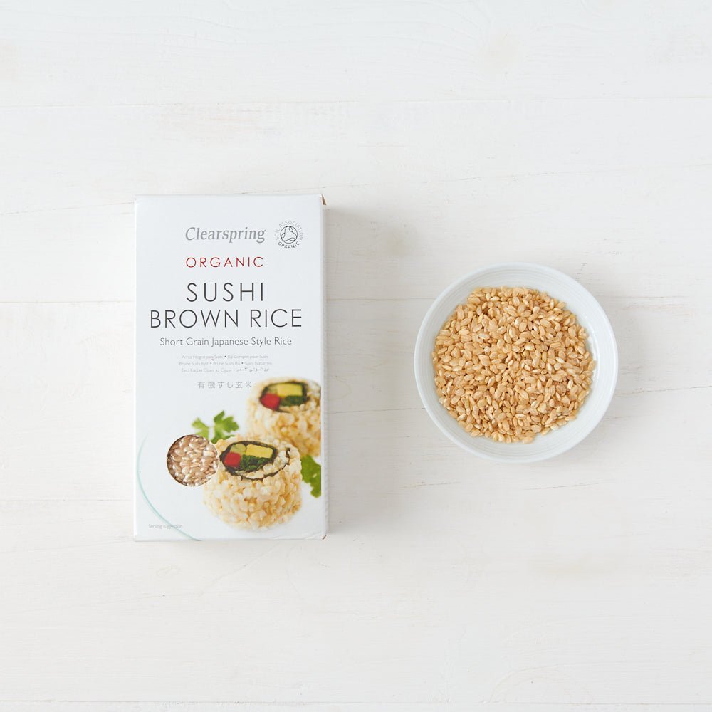 Clearspring Organic Sushi Brown Rice - Short Grain Japanese Style Rice (12 Pack)